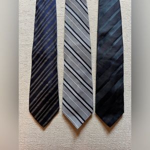 3 silk neck ties from Hugo Boss, Liberty of London and one unmarked.